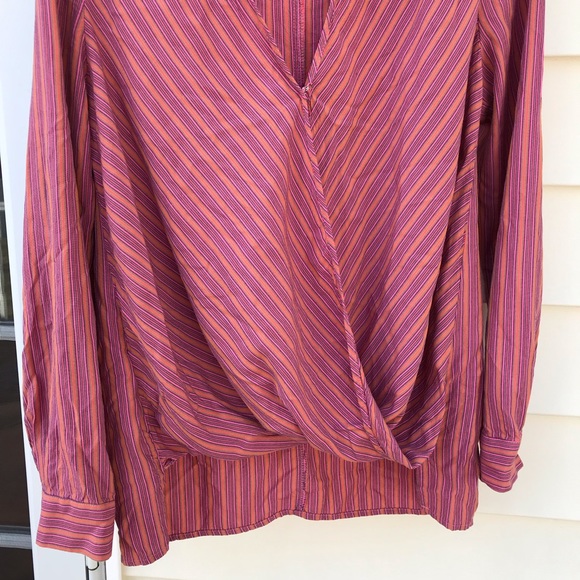 BCBGeneration deep v Striped crossover Blouse - Picture 3 of 6